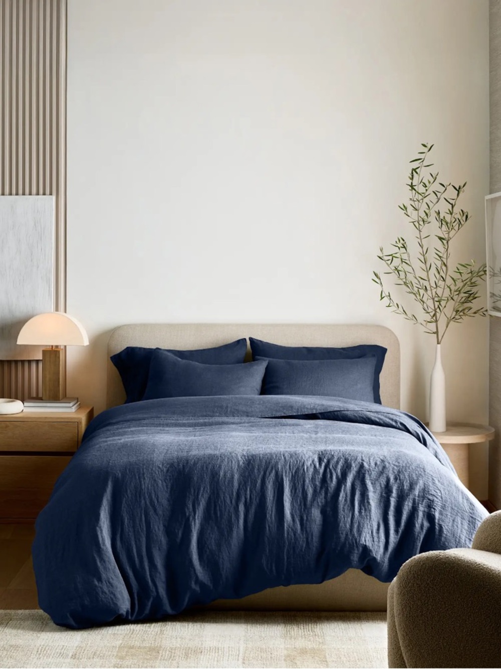 NWOT QUINCE European Linen Duvet Cover King/Cal King Navy 7417 - Picture 3 of 10
